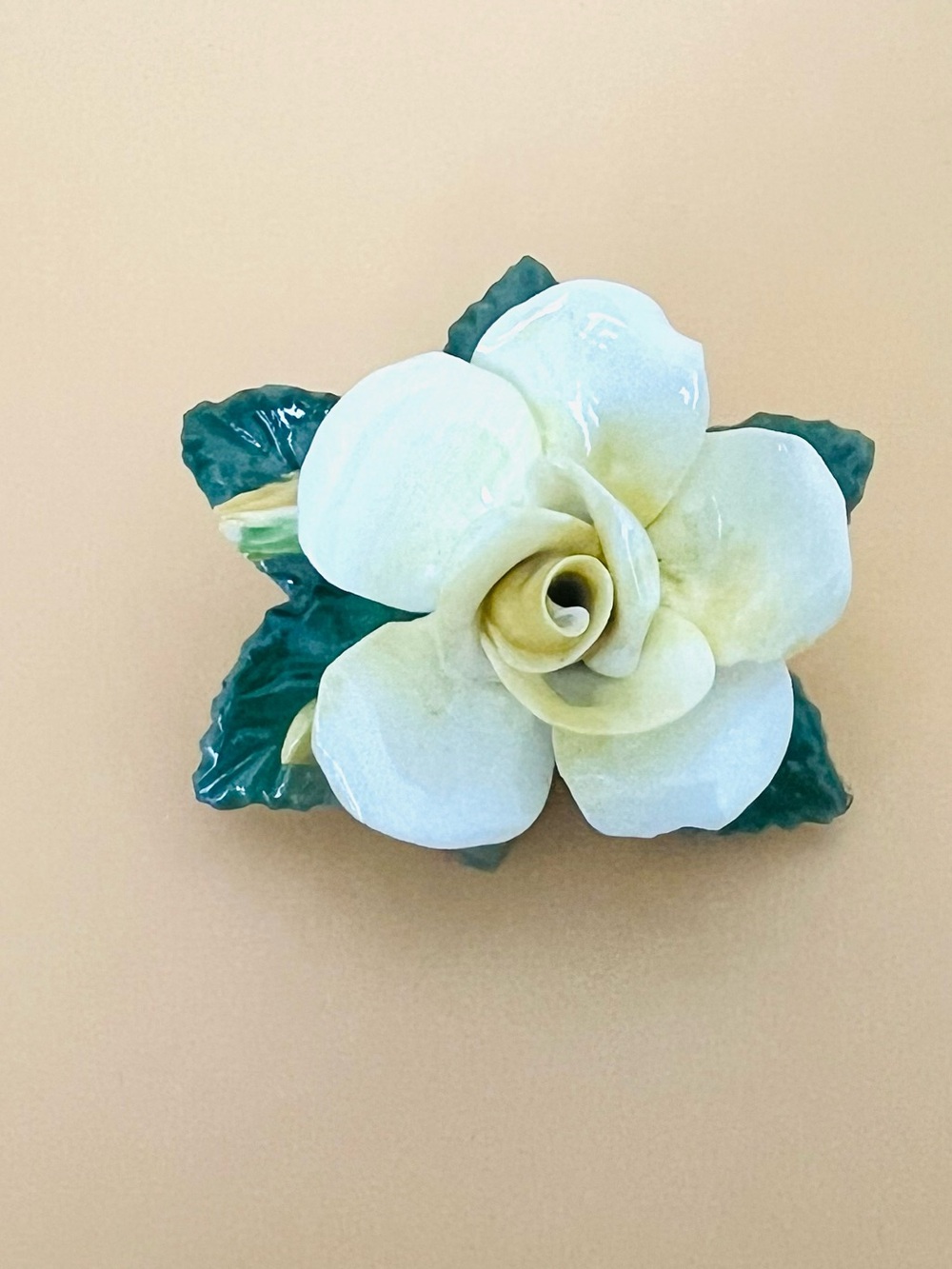 Crown Gold and Green Floral Brooch